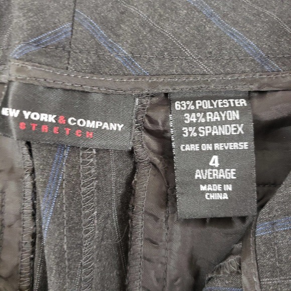 New York And Company SIZE 4 Gray Blue Stretch Dress Pants Womens Striped NY&Co - Picture 3 of 7